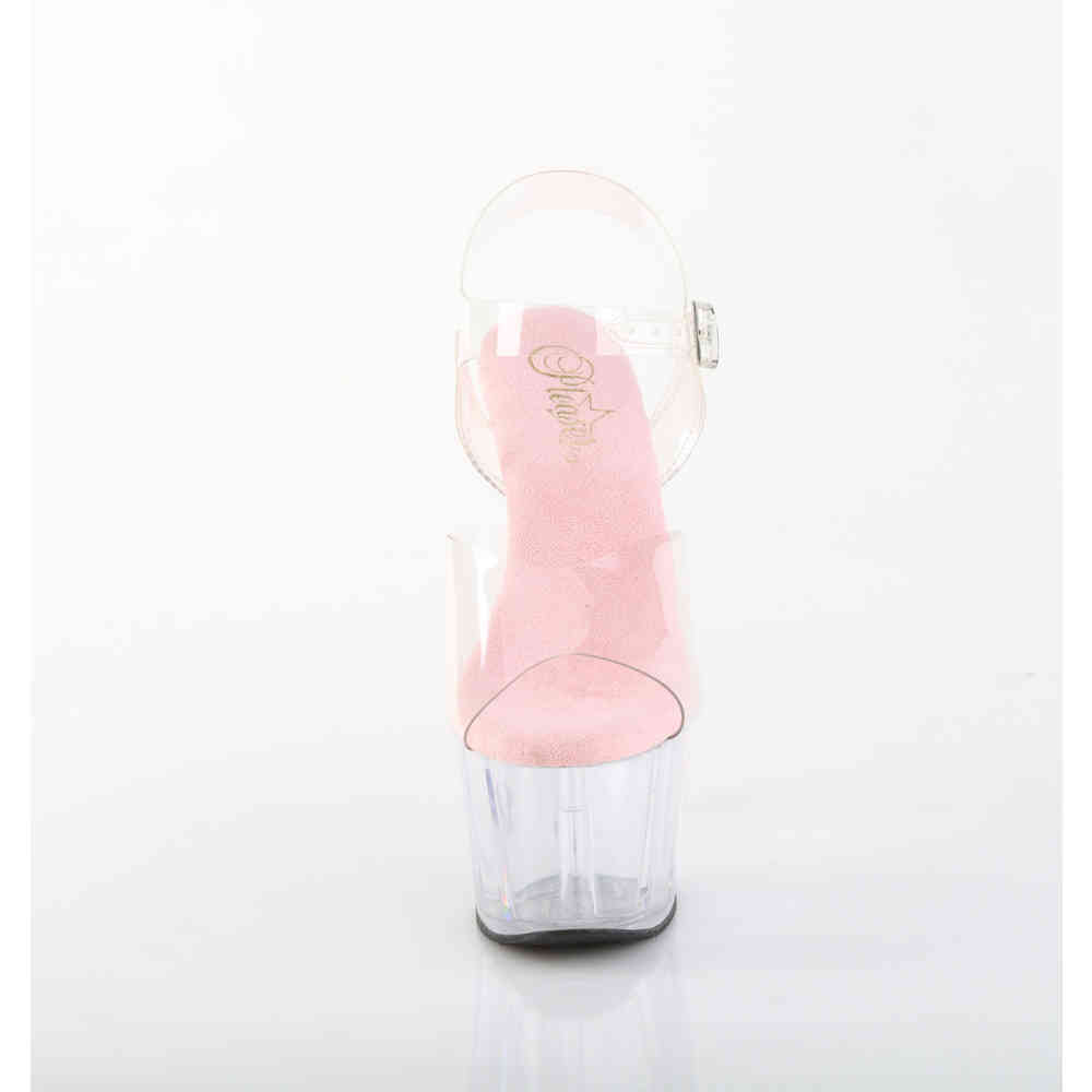 Pleaser - ADORE708 KnöchelriemenSandale - Transparent/Rosa